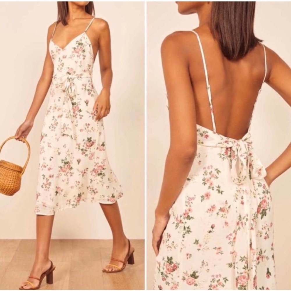 Reformation Sleeveless Floral Dietrich Midi Dress